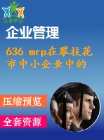 636 mrp在攀枝花市中小企業(yè)中的應用