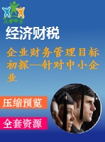 企業(yè)財務(wù)管理目標初探--針對中小企業(yè)財務(wù)管理目標初探